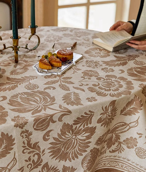 Flower Pattern Table Covers for Round Table, Large Modern Rectangle Tablecloth for Dining Table, Farmhouse Table Cloth for Oval Table, Square Tablecloth for Kitchen-HomePaintingDecor