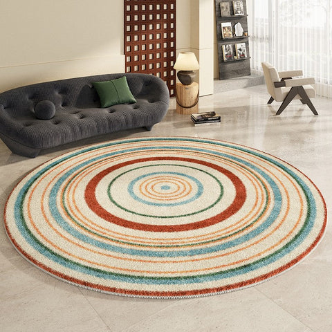 Abstract Contemporary Round Rugs, Geometric Modern Rugs for Bedroom, Thick Round Rugs for Dining Room, Modern Area Rugs under Coffee Table-HomePaintingDecor