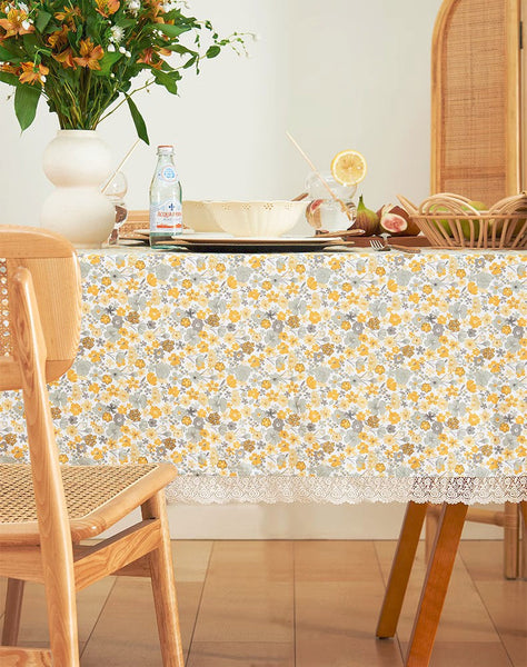 Dining Room Flower Table Cloths, Cotton Rectangular Table Covers for Kitchen, Farmhouse Table Cloth, Wedding Tablecloth, Square Tablecloth for Round Table-HomePaintingDecor