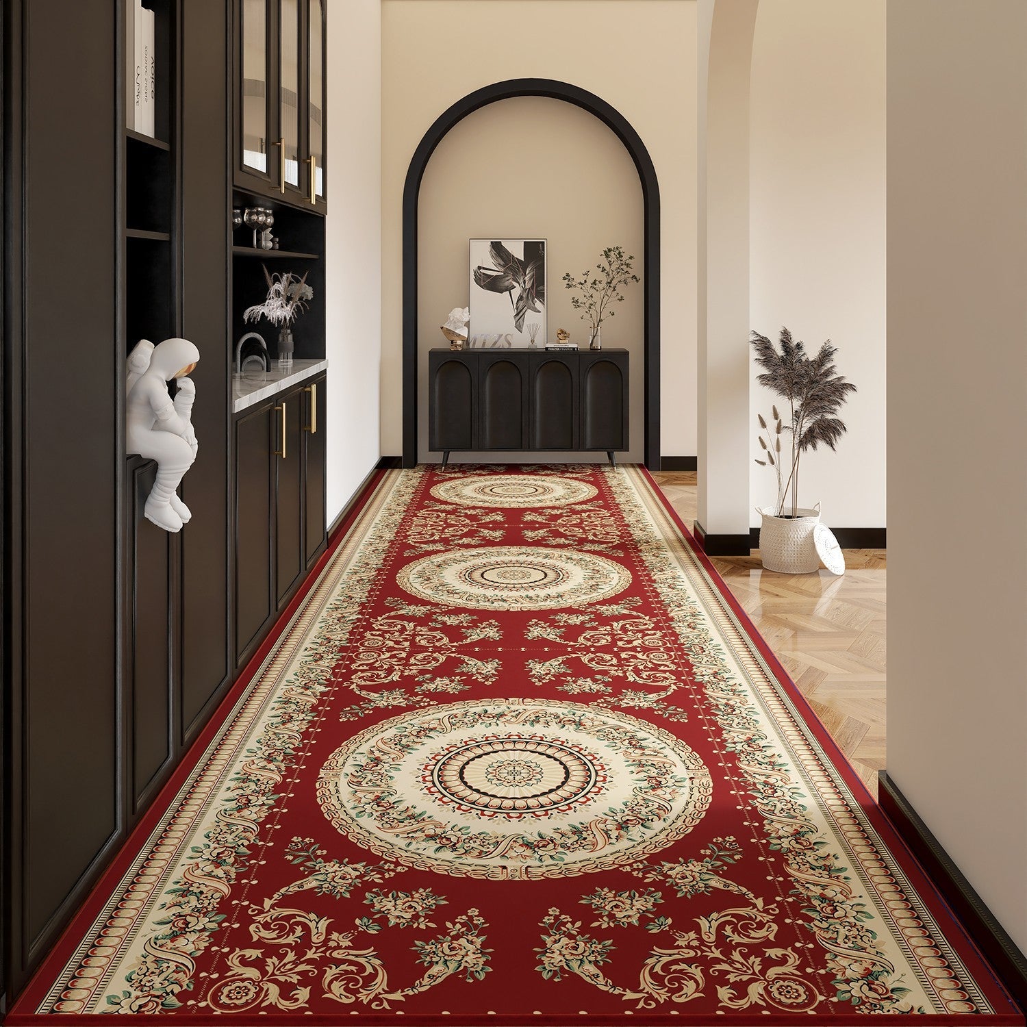 Bedside Runner Rugs, Non Slip Entrance Runner Rugs, Traditional Red Persian Long Narrow Runner Rugs, Extra Long Hallway Runners, Washable Entryway Runner Rug Ideas-HomePaintingDecor