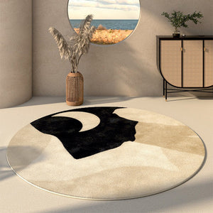 Modern Runner Rugs Next to Bed, Round Area Rug for Dining Room, Coffee Table Rugs, Contemporary Area Rugs for Bedroom, Circular Modern Area Rugs-HomePaintingDecor