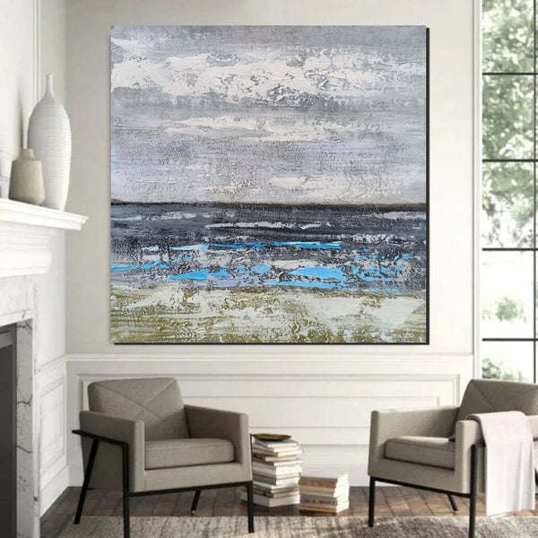 Contemporary Wall Art Paintings, Acrylic Paintings for Living Room, Large Simple Modern Art, Blue Abstract Acrylic Painting-HomePaintingDecor