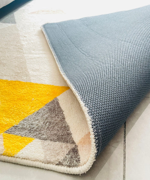 Bedroom Modern Rugs, Large Geometric Floor Carpets, Modern Living Room Area Rugs, Yellow Abstract Modern Rugs under Dining Room Table-HomePaintingDecor