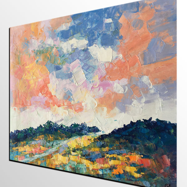 Canvas Oil Painting, Landscape Art, Mountain Sky Painting, Modern Art, Custom Large Abstract Painting-HomePaintingDecor