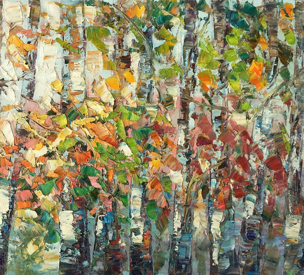 Landscape Painting, Autumn Birch Tree Painting, Custom Large Wall Art, Oil Painting, Canvas Painting-HomePaintingDecor