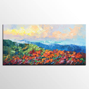 Autumn Mountain Painting, Canvas Painting for Bedroom, Landscape Painting on Canvas, Wall Art Painting, Custom Original Oil Paintings-HomePaintingDecor