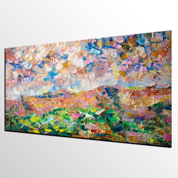 Heavy Texture Painting, Autumn Mountain Painting, Landscape Painting, Custom Large Canvas Art-HomePaintingDecor