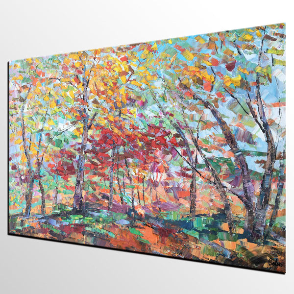 Canvas Wall Art, Birch Tree Painting, Landscape Art, Custom Art Painting for Living Room-HomePaintingDecor