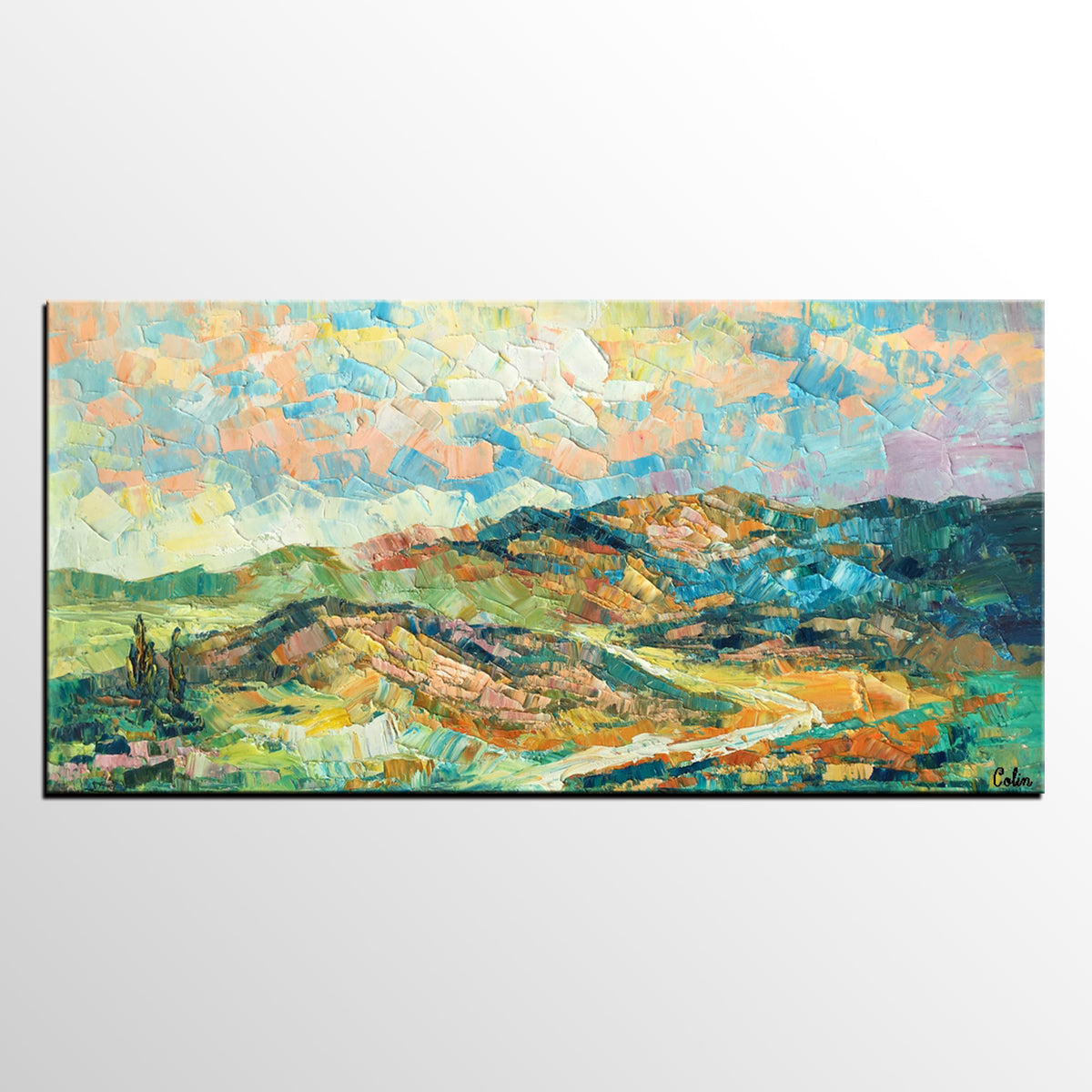 Landscape Painting, Autumn Mountain Painting, Original Wall Art, Custom Canvas Art, Original Artwork, Canvas Painting, Oil Painting-HomePaintingDecor