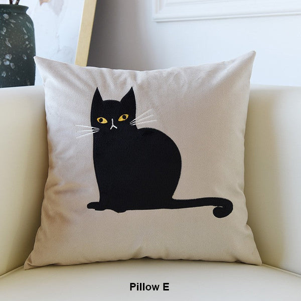 Lovely Cat Pillow Covers for Kid's Room, Modern Sofa Decorative Pillows, Cat Decorative Throw Pillows for Couch, Modern Decorative Throw Pillows-HomePaintingDecor