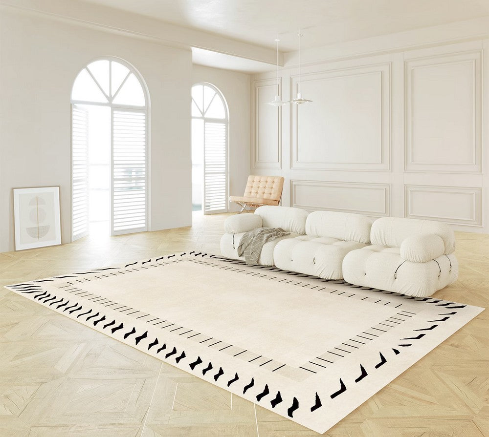 Cream Color Modern Carpets for Living Room, Thick Contemporary Rugs for Bedroom, Modern Rugs for Dining Room, Mid Century Modern Rugs Next to Bed-HomePaintingDecor