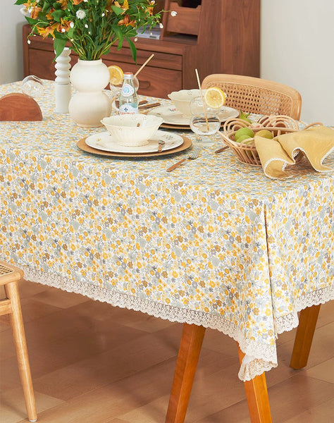 Dining Room Flower Table Cloths, Cotton Rectangular Table Covers for Kitchen, Farmhouse Table Cloth, Wedding Tablecloth, Square Tablecloth for Round Table-HomePaintingDecor