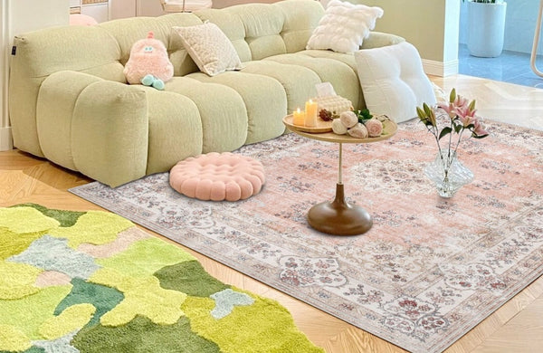 Pink Persain Rugs for Bedroom, Morocco Area Rugs for Living Room, Traditional Colorful Persian Rugs for Dining Room