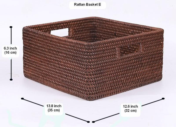 Rectangular Storage Baskets, Storage Baskets for Kitchen, Large Brown Woven Storage Baskets, Storage Baskets for Shelves-HomePaintingDecor