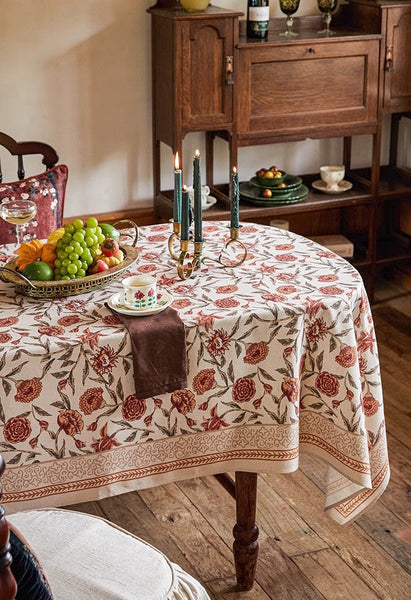 Long Rectangular Tablecloth for Dining Room Table, Flower Farmhouse Table Covers, Square Tablecloth for Round Table, Extra Large Modern Tablecloth for Living Room-HomePaintingDecor