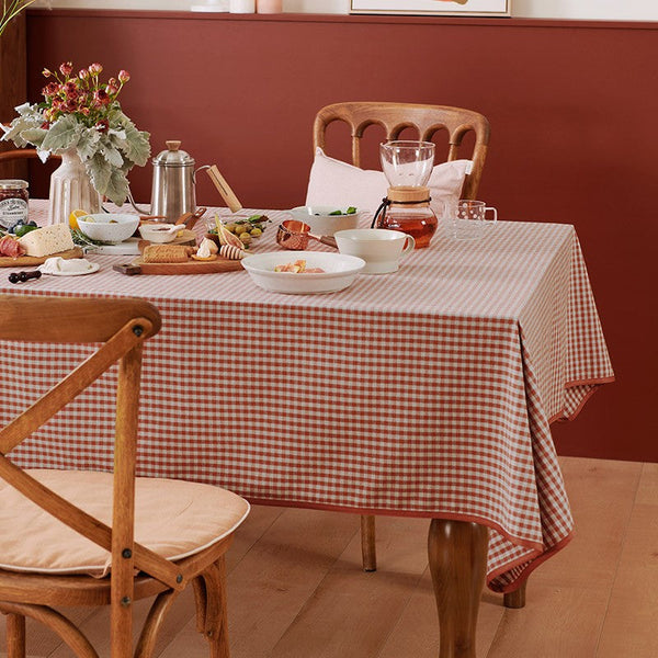 Cotton Chequer Rectangular Tablecloth, Large Rectangle Tablecloth for Dining Room Table, Square Tablecloth for Coffee Table, Farmhouse Table Cloth, Wedding Tablecloth-HomePaintingDecor