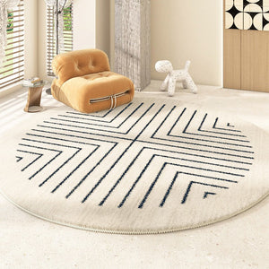 Geometric Modern Rug Ideas for Living Room, Thick Round Rugs for Dining Room, Abstract Contemporary Round Rugs for Bedroom-HomePaintingDecor