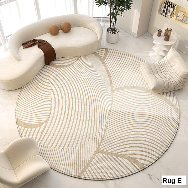 Unique Modern Rugs for Living Room, Geometric Round Rugs for Dining Room, Contemporary Modern Area Rugs for Bedroom, Circular Modern Rugs under Chairs-HomePaintingDecor