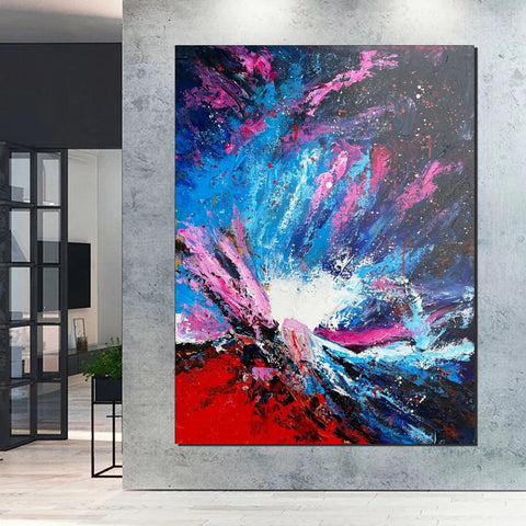 Abstract Paintings Behind Sofa, Contemporary Canvas Wall Art, Buy Paintings Online, Acrylic Paintings for Bedroom, Palette Knife Canvas Art-HomePaintingDecor