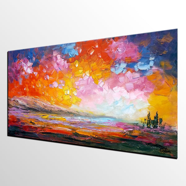 Abstract Landscape Paintings, Original Oil Painting, Custom Canvas Painting, Oil Painting for Sale-HomePaintingDecor