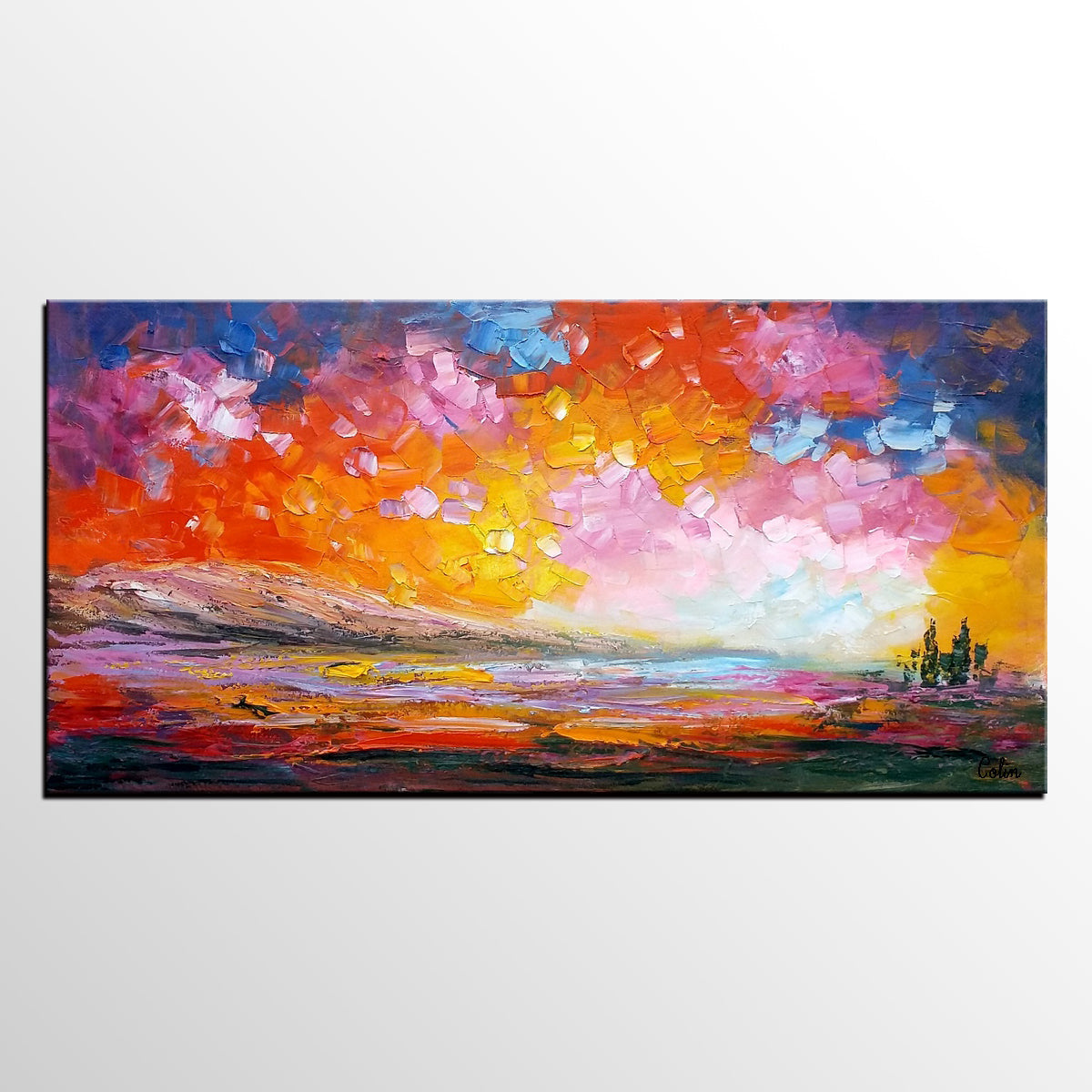 Abstract Landscape Paintings, Original Oil Painting, Custom Canvas Painting, Oil Painting for Sale-HomePaintingDecor