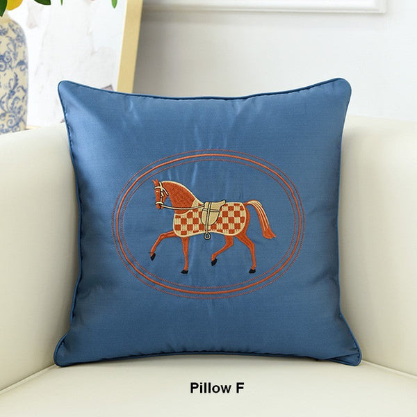 Horse Decorative Throw Pillows for Couch, Modern Decorative Throw Pillows, Embroider Horse Pillow Covers, Modern Sofa Decorative Pillows-HomePaintingDecor