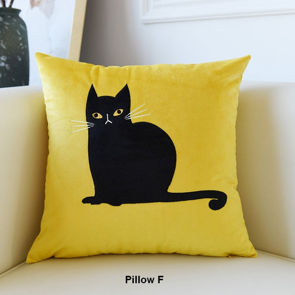 Cat Decorative Throw Pillows for Couch, Modern Sofa Decorative Pillows, Lovely Cat Pillow Covers for Kid's Room, Modern Decorative Throw Pillows-HomePaintingDecor