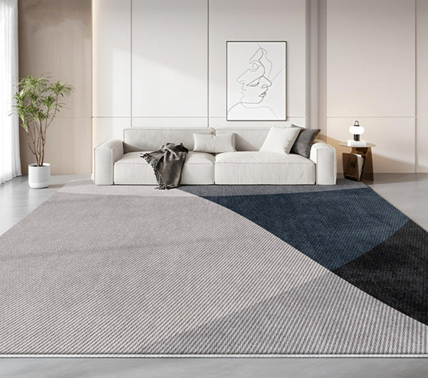 Modern Rugs for Living Room, Contemporary Rugs for Dining Room, Blue Contemporary Modern Rugs, Geometric Contemporary Rugs Next to Bed-HomePaintingDecor