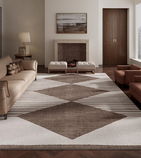 Geometric Modern Rug Placement Ideas for Bedroom, Contemporary Modern Rugs for Dining Room, Mid Century Modern Rugs for Living Room-HomePaintingDecor