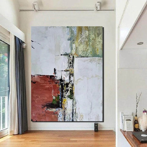 Contemporary Art Painting, Modern Paintings, Bedroom Acrylic Painting, Simple Painting Ideas, Living Room Wall Painting, Large Red Canvas Painting-HomePaintingDecor