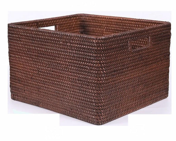 Storage Baskets for Clothes, Large Brown Woven Storage Basket, Storage Baskets for Bathroom, Rectangular Storage Baskets-HomePaintingDecor