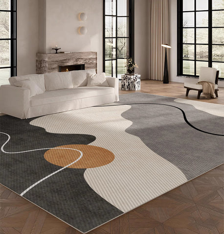 Dining Room Floor Carpet Placement Ideas, Geometric Area Rugs for Bedroom, Modern Area Rugs for Living Room, Abstract Contemporary Modern Rugs-HomePaintingDecor