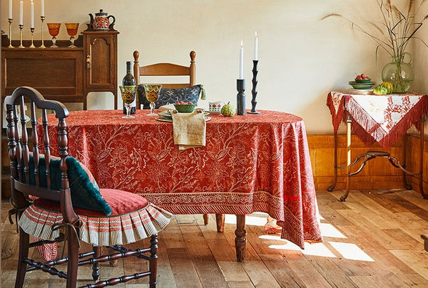 Large Modern Rectangle Tablecloth for Dining Room Table, Red Christmas Flower Pattern Tablecloth for Oval Table, Square Table Covers for Kitchen, Farmhouse Table Cloth for Round Table-HomePaintingDecor