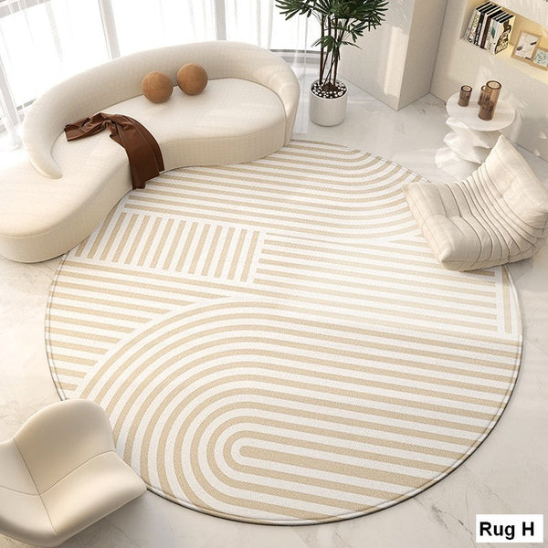 Large Modern Rugs for Living Room, Contemporary Modern Area Rugs for Bedroom, Geometric Round Rugs for Dining Room, Circular Modern Rugs under Chairs-HomePaintingDecor