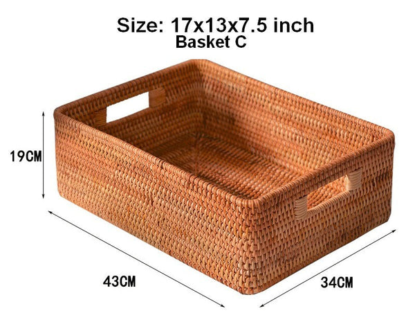 Woven Storage Baskets, Rattan Storage Baskets for Kitchen, Storage Basket for Shelves, Kitchen Storage Basket, Storage Baskets for Bedroom-HomePaintingDecor