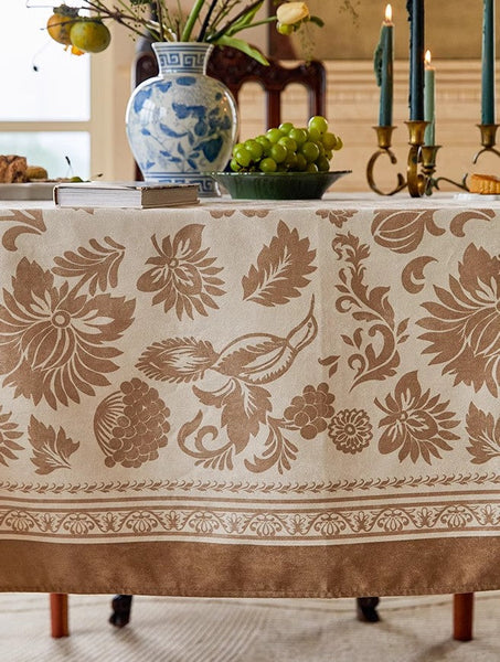 Flower Pattern Table Covers for Round Table, Large Modern Rectangle Tablecloth for Dining Table, Farmhouse Table Cloth for Oval Table, Square Tablecloth for Kitchen-HomePaintingDecor