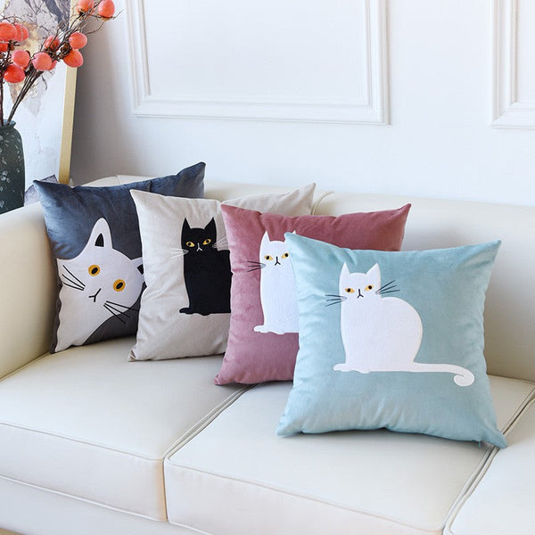 Cat Decorative Throw Pillows for Couch, Modern Sofa Decorative Pillows, Lovely Cat Pillow Covers for Kid's Room, Modern Decorative Throw Pillows-HomePaintingDecor