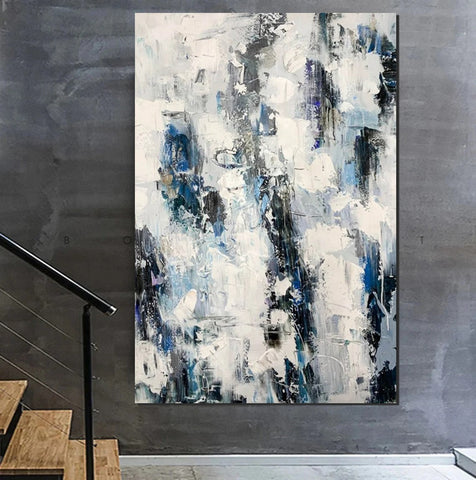 Modern Paintings Behind Sofa, Abstract Paintings for Dining Room, Buy Paintings Online, Palette Knife Canvas Art, Impasto Wall Art-HomePaintingDecor