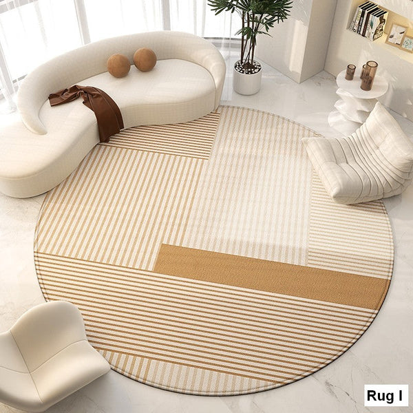 Bedroom Modern Round Rugs, Circular Modern Rugs under Chairs, Dining Room Contemporary Round Rugs, Geometric Modern Rug Ideas for Living Room-HomePaintingDecor