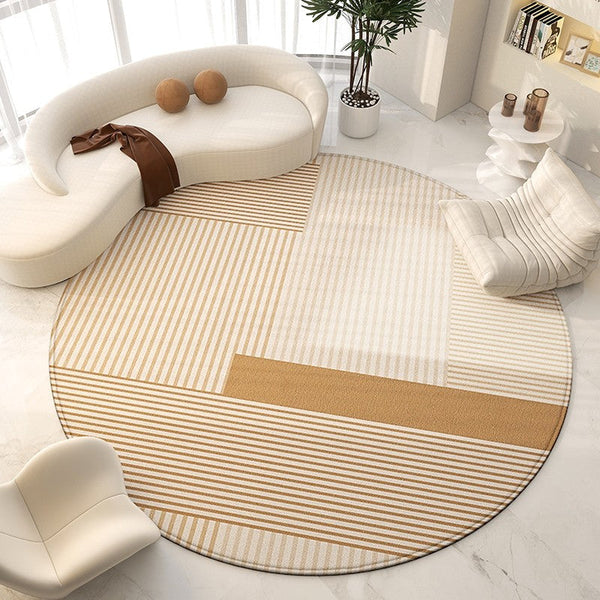 Large Modern Rugs for Living Room, Contemporary Modern Area Rugs for Bedroom, Geometric Round Rugs for Dining Room, Circular Modern Rugs under Chairs-HomePaintingDecor