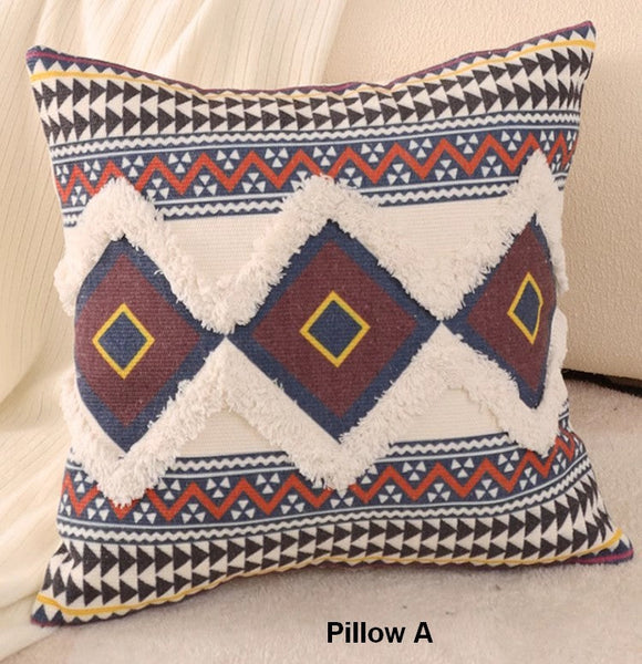 Square Pillows for Couch, Oriental Decorative Throw Pillows for Living Room, Geometric Modern Pillow Covers, Bohemian Decorative Sofa Pillows-HomePaintingDecor