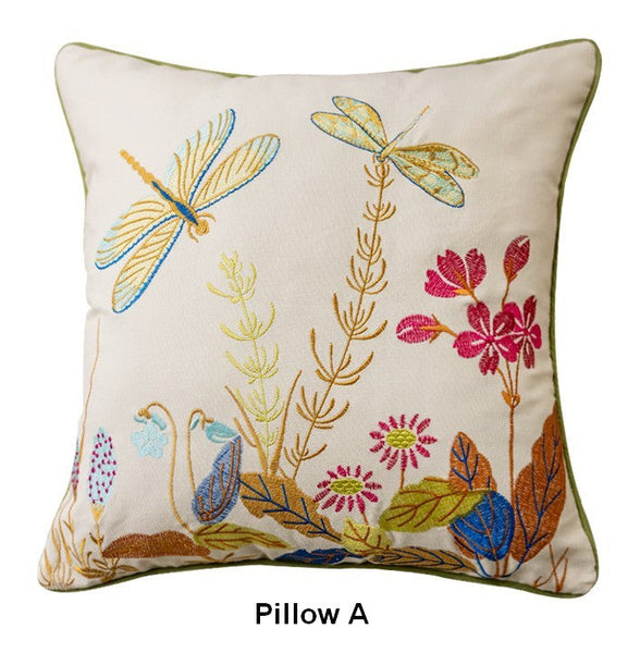 Modern Decorative Pillows for Couch, Butterfly Dragonfly Cotton and linen Pillow Cover, Decorative Throw Pillows for Living Room, Decorative Sofa Pillows-HomePaintingDecor