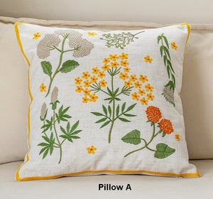 Decorative Pillows for Couch, Spring Flower Decorative Throw Pillows, Farmhouse Sofa Decorative Pillows, Embroider Flower Cotton Pillow Covers-HomePaintingDecor