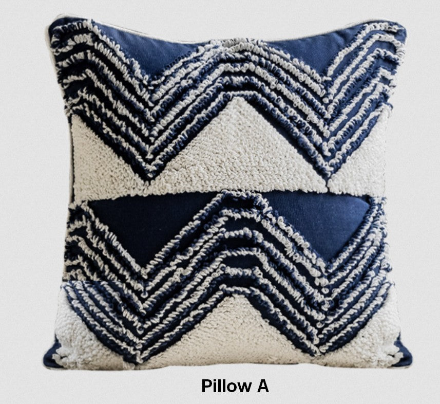 Blue Square Modern Decorative Pillows for Couch, Contemporary Modern Sofa Pillows, Modern Decorative Pillows for Bedroom, Decorative Pillow Covers-HomePaintingDecor