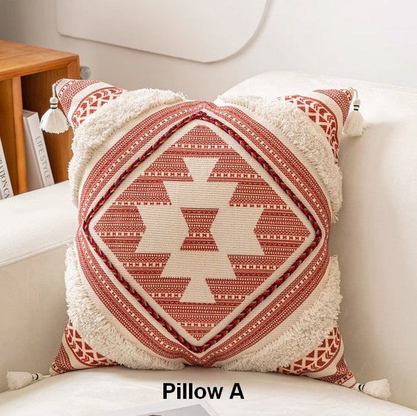 Bohemian Decorative Sofa Pillows, Geometric Modern Pillow Covers, Square Pillows for Couch, Oriental Decorative Throw Pillows for Living Room-HomePaintingDecor