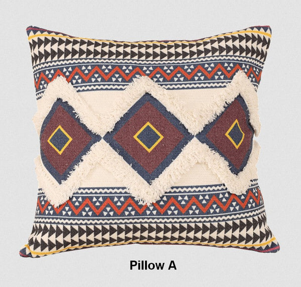 Square Pillows for Couch, Oriental Decorative Throw Pillows for Living Room, Geometric Modern Pillow Covers, Bohemian Decorative Sofa Pillows-HomePaintingDecor