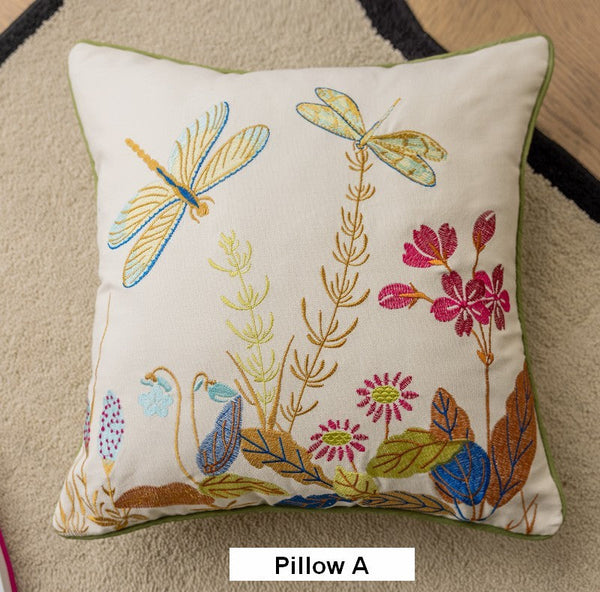 Modern Decorative Pillows for Couch, Butterfly Dragonfly Cotton and linen Pillow Cover, Decorative Throw Pillows for Living Room, Decorative Sofa Pillows-HomePaintingDecor