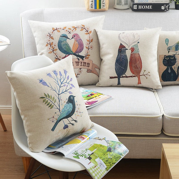 Singing Birds Decorative Throw Pillows, Love Birds Throw Pillows for Couch, Modern Sofa Decorative Pillows for Children's Room, Decorative Pillow Covers-HomePaintingDecor