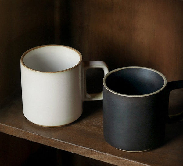 Large Capacity Coffee Mugs, Unique Tea Cup, Large Modern Handmade Pottery Coffee Cup, Creative White Black Ceramic Coffee Mugs-HomePaintingDecor