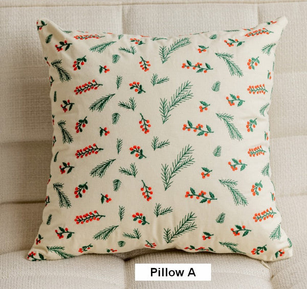 Decorative Pillows for Couch, Farmhouse Decorative Pillows for Sofa, Embroider Flower Cotton Pillow Covers, Spring Flower Decorative Pillows for Bedroom-HomePaintingDecor